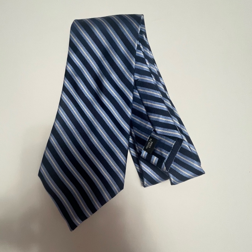 Men’s Fumagalli Classic Striped Blue 100% Silk Tie 63.5” Long